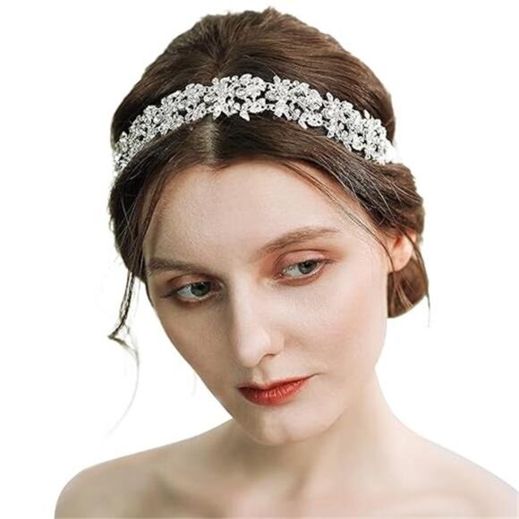 Bridal Headpiece Handmade Wedding Hair Vine Bead Crystal Floral Leaf - Picture 6 of 6